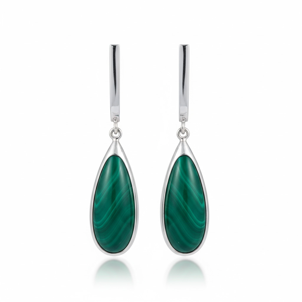 PENDIENTES PLATA 925MM RESINA VERDE