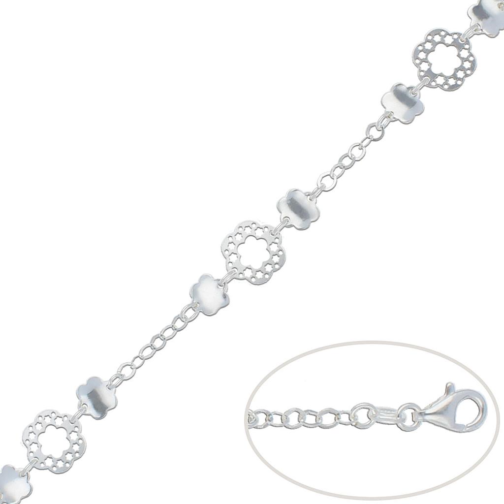 PULSERA PLATA 925MM FLORES