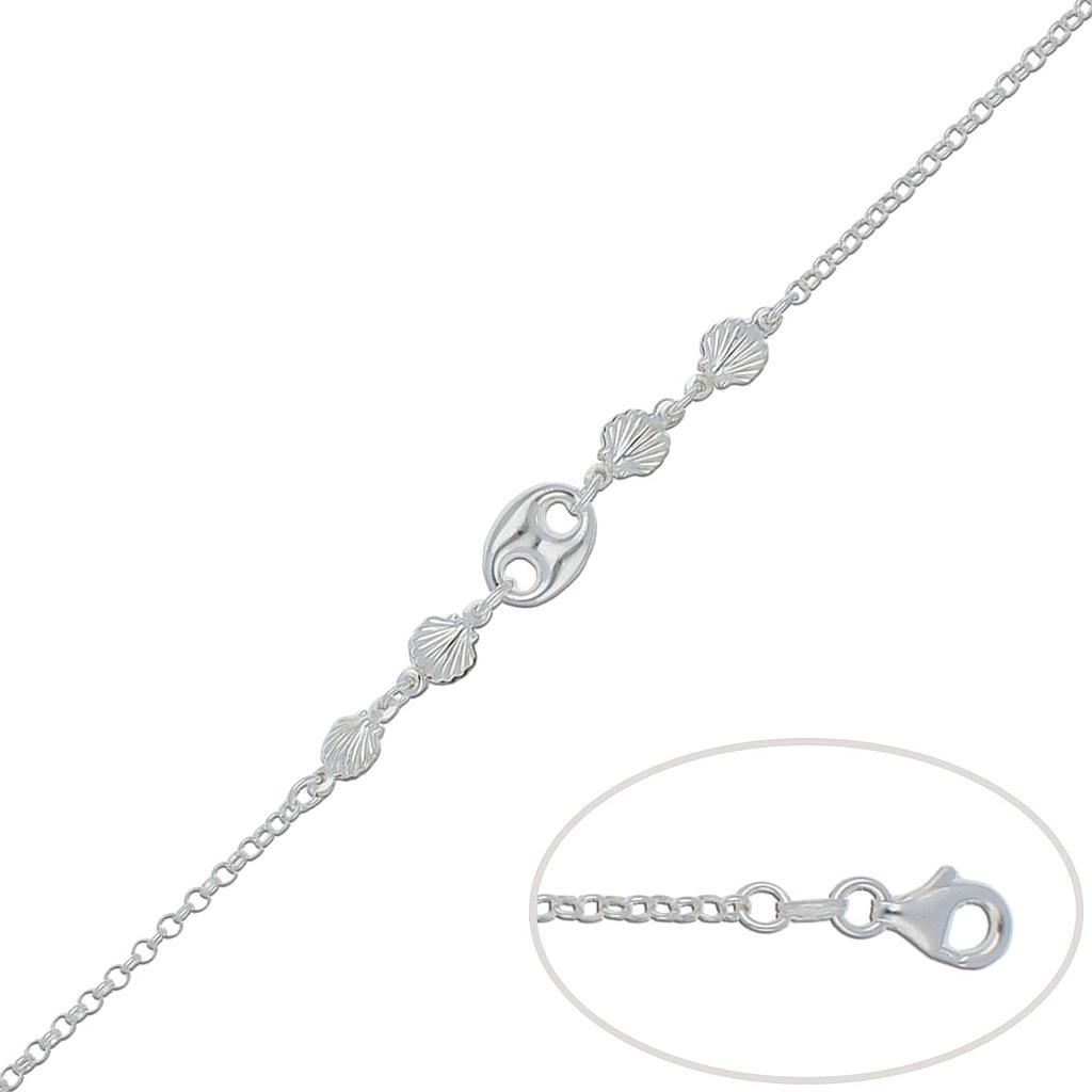 PULSERA PLATA 925MM CALABROTE + CONCHAS