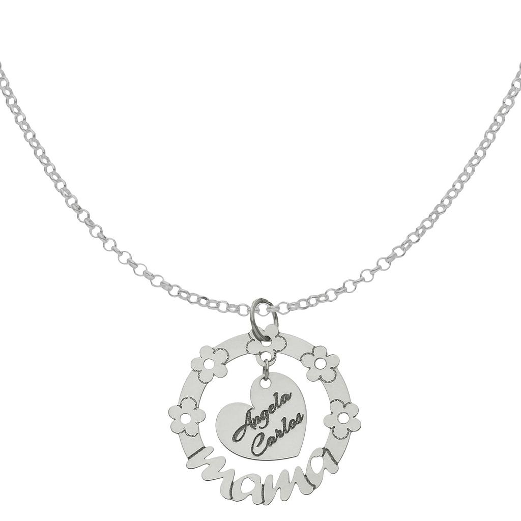 GARGANTILLA PLATA 925MM MAMA + FLORES