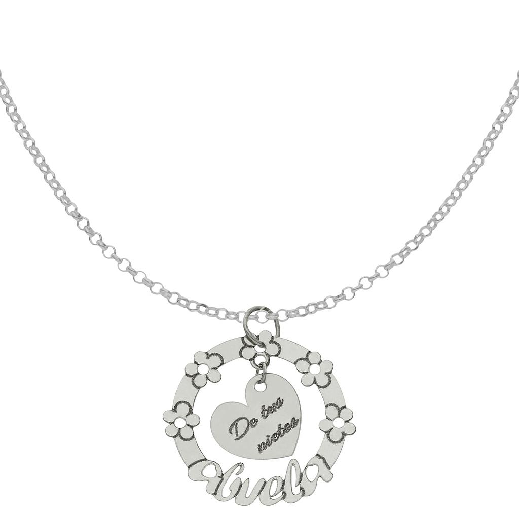 GARGANTILLA PLATA 925MM ABUELA + FLORES