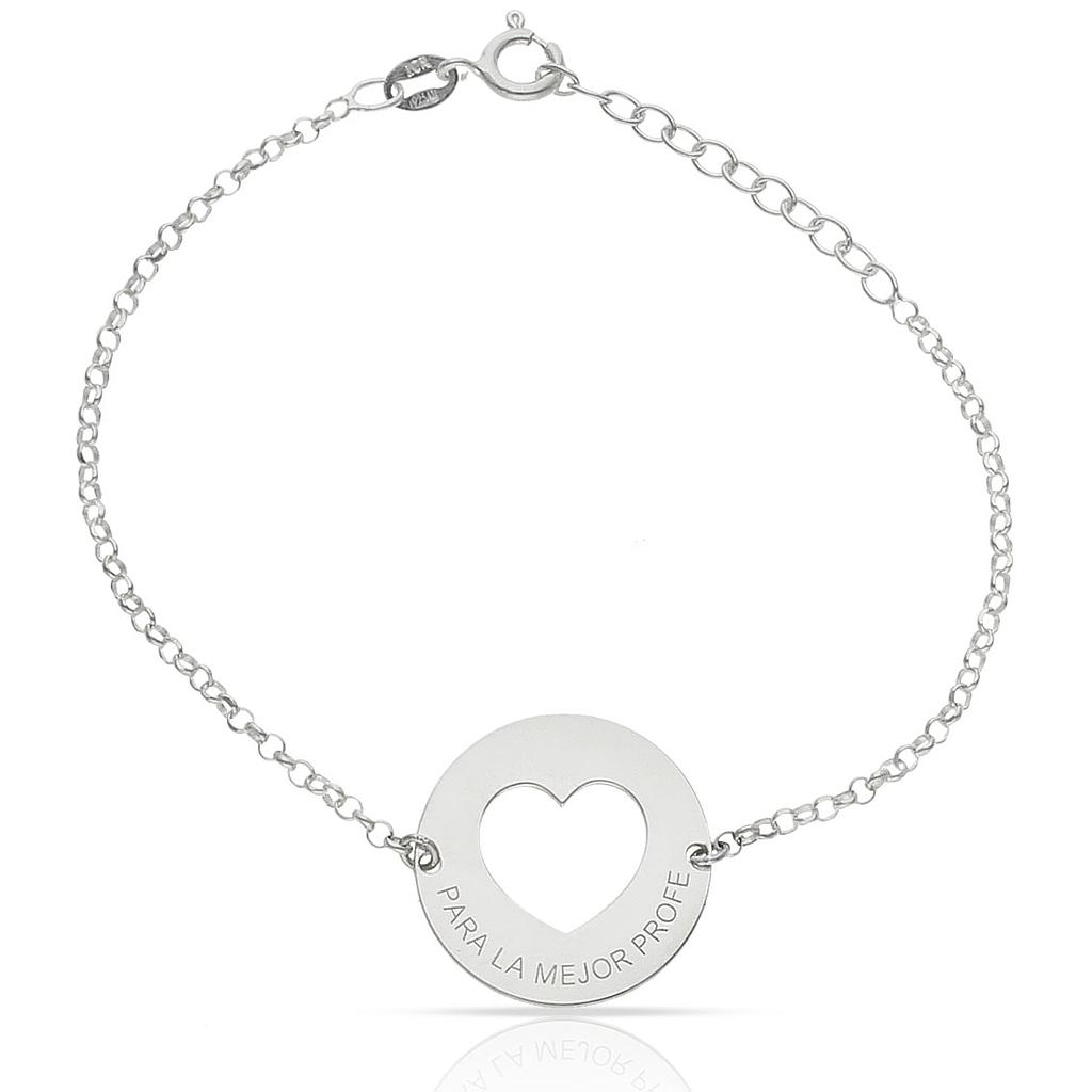PULSERA PLATA 925MM CORAZON + FRASE - 20MM