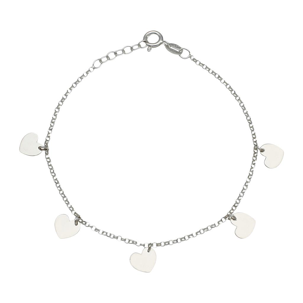 TOBILLERA PLATA 925MM MINI CHARMS CORAZONES