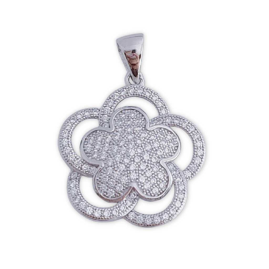 COLGANTE PLATA 925MM FLOR CIRCONITAS