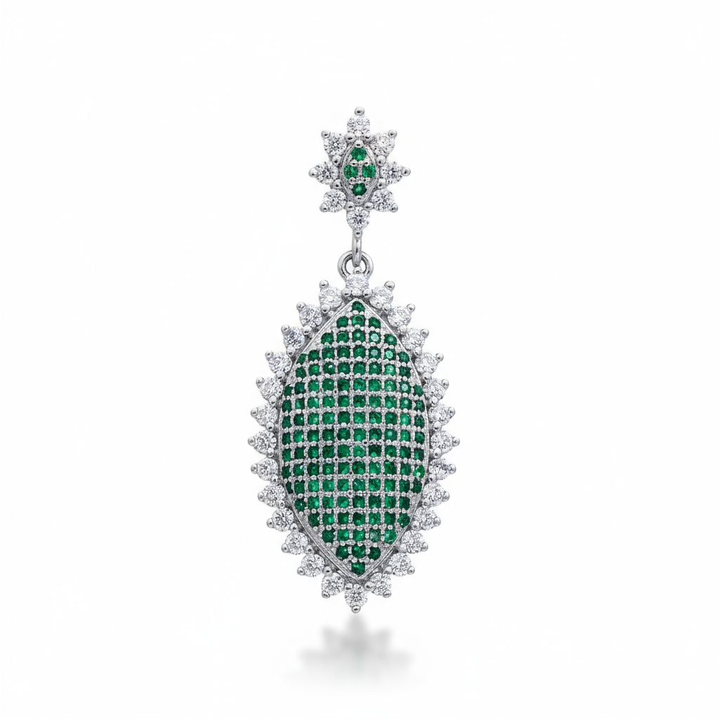 COLGANTE PLATA 925MM CIRCONITAS VERDES