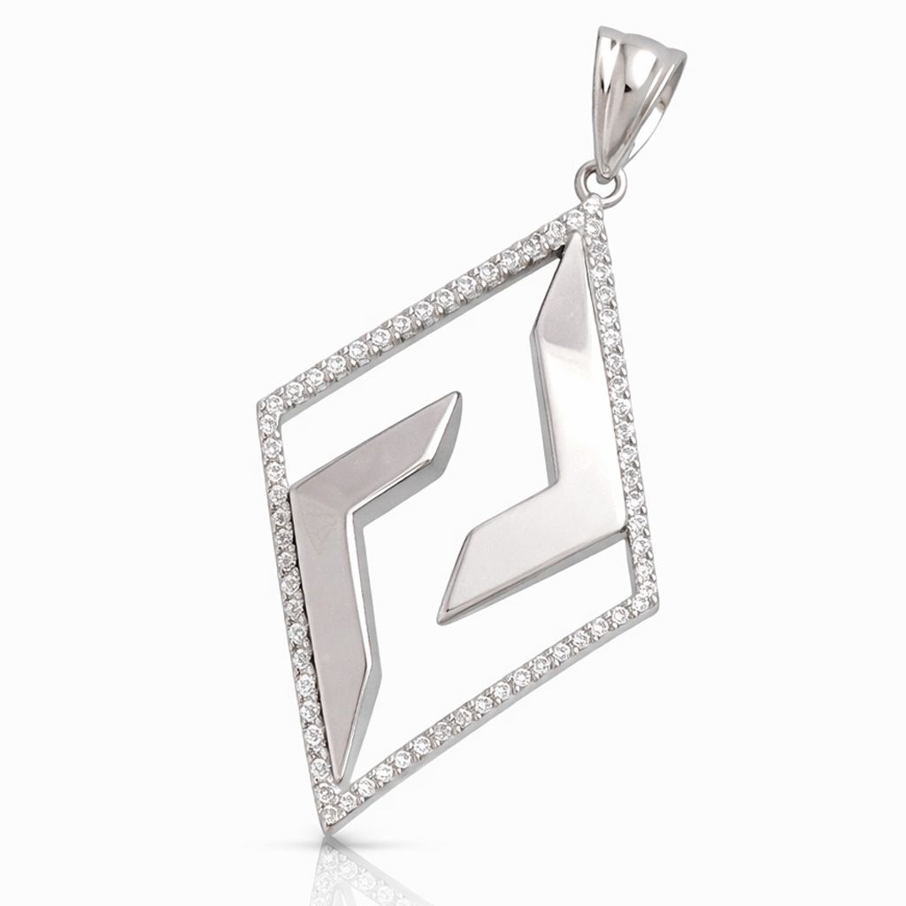 COLGANTE PLATA 925MM ROMBO CIRCONITAS