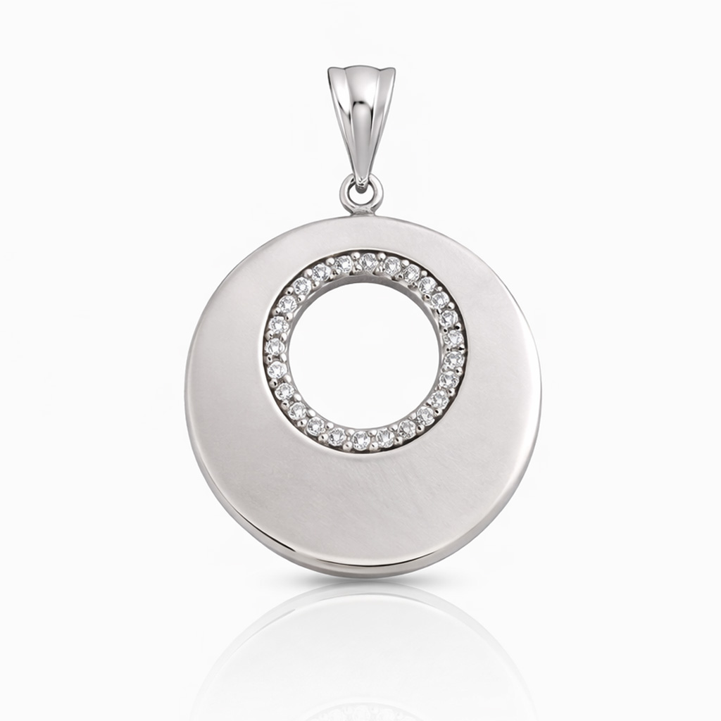 COLGANTE PLATA 925MM CIRCULO CIRCONITAS