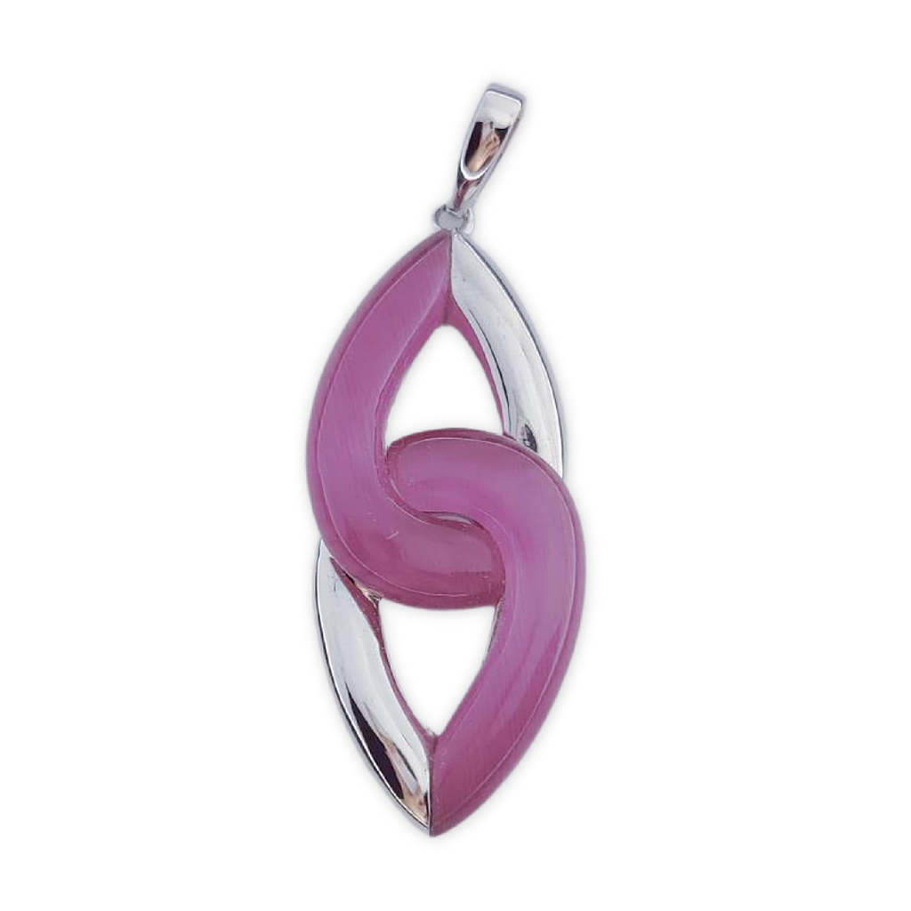 COLGANTE PLATA 925MM OJO DE GATO FUCSIA