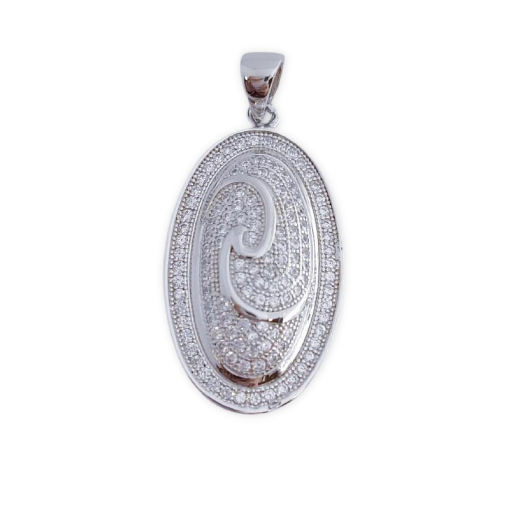 COLGANTE PLATA 925MM OVALADO CIRCONITAS