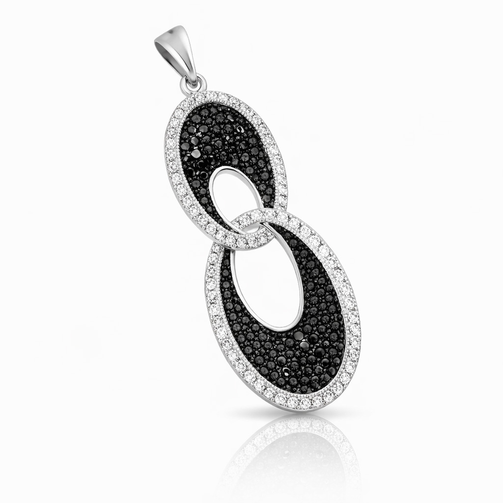 COLGANTE PLATA 925MM CIRCONITAS NEGRAS