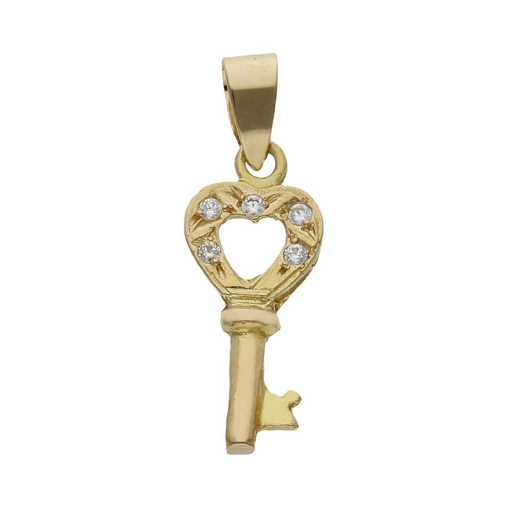 COLGANTE ORO 18KL LLAVE CIRCONITAS - 8x17MM