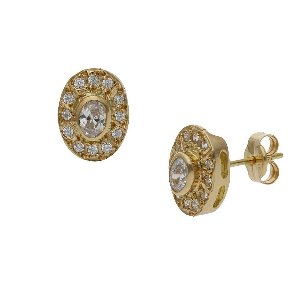 PENDIENTES ORO 18KL OVAL CIRCONITAS - 8x10MM