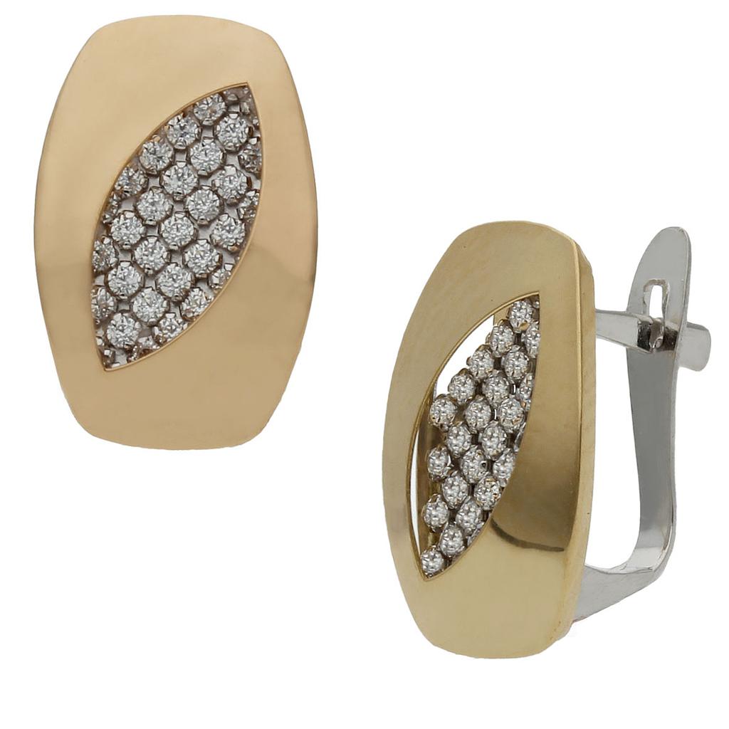 PENDIENTES ORO 18KL BICOLOR CIRCONITAS - 9x14MM