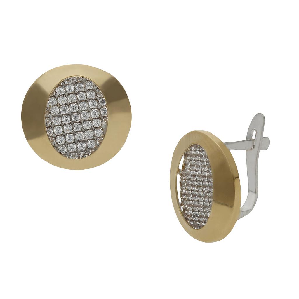 PENDIENTES ORO 18KL BICOLOR CIRCONITAS - 12x13MM