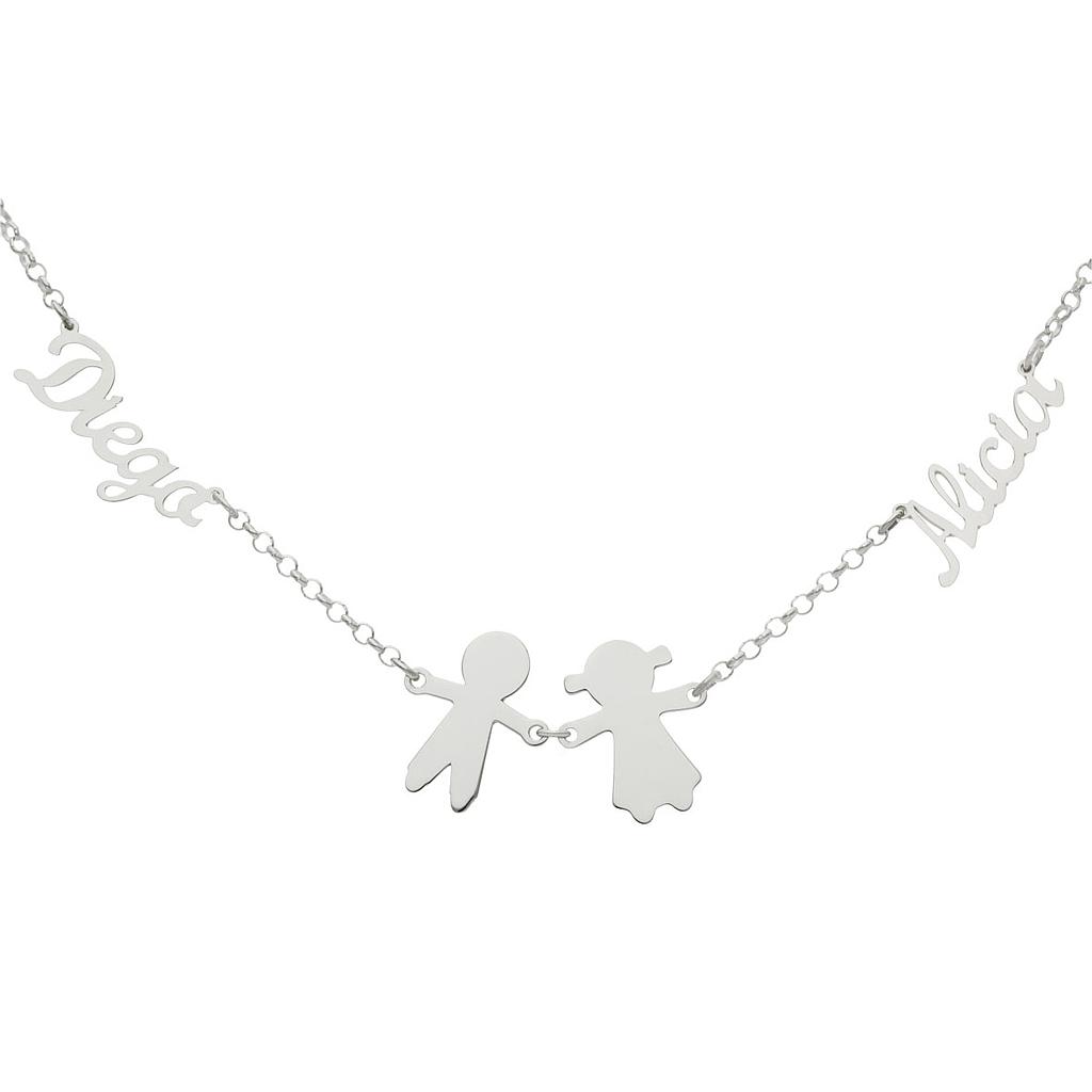 GARGANTILLA PLATA 925MM 2 NOMBRES + 2 NIÑOS