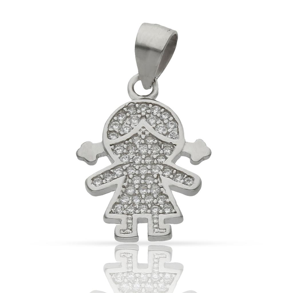 COLGANTE PLATA 925MM NIÑA CIRCONITAS - 13x14MM