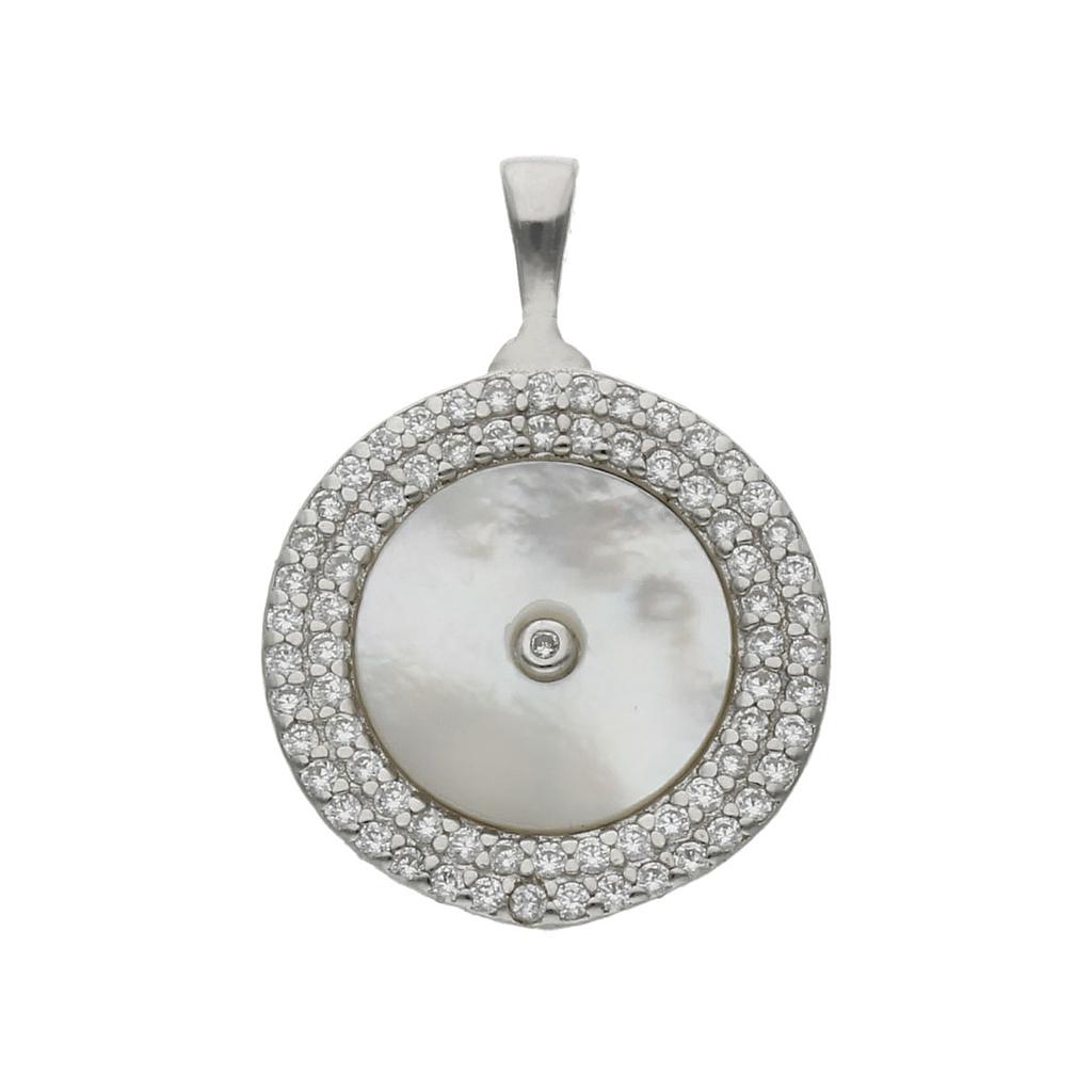 COLGANTE PLATA 925MM CIRCULO NACAR - 15MM