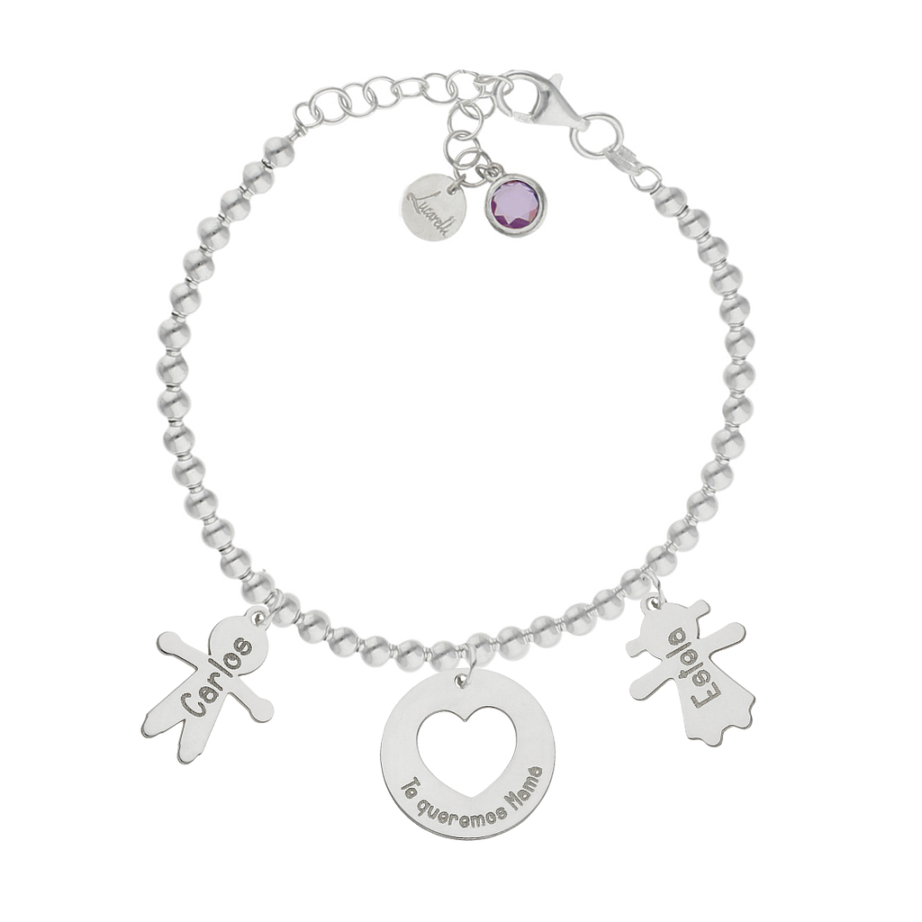 PULSERA MI HISTORIA PLATA 925MM BOLAS TE QUEREMOS