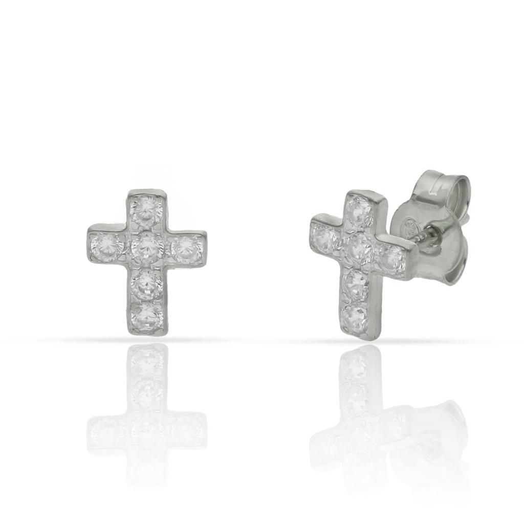 PENDIENTES PLATA 925MM CRUZ CIRCONITAS - 6.50X8MM
