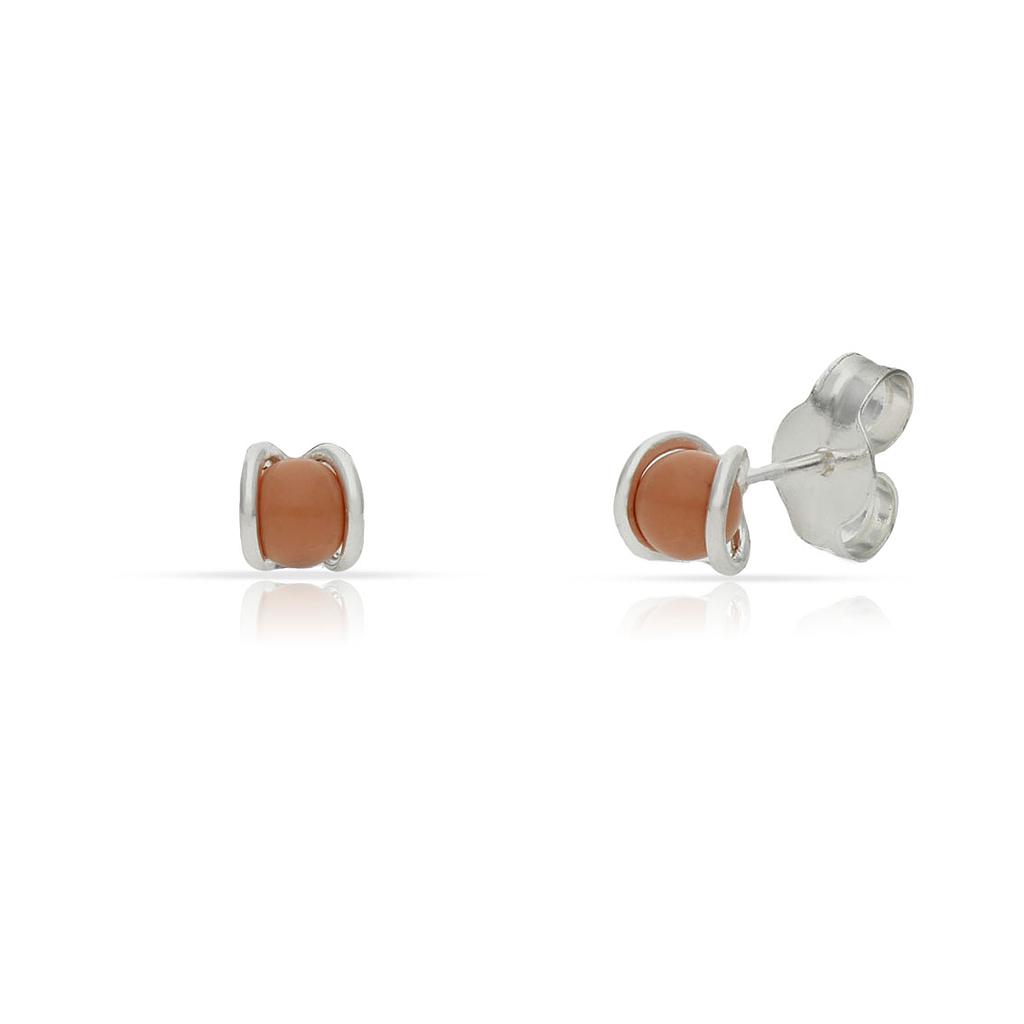 PENDIENTES PLATA 925MM PERLA SALMON - 4MM