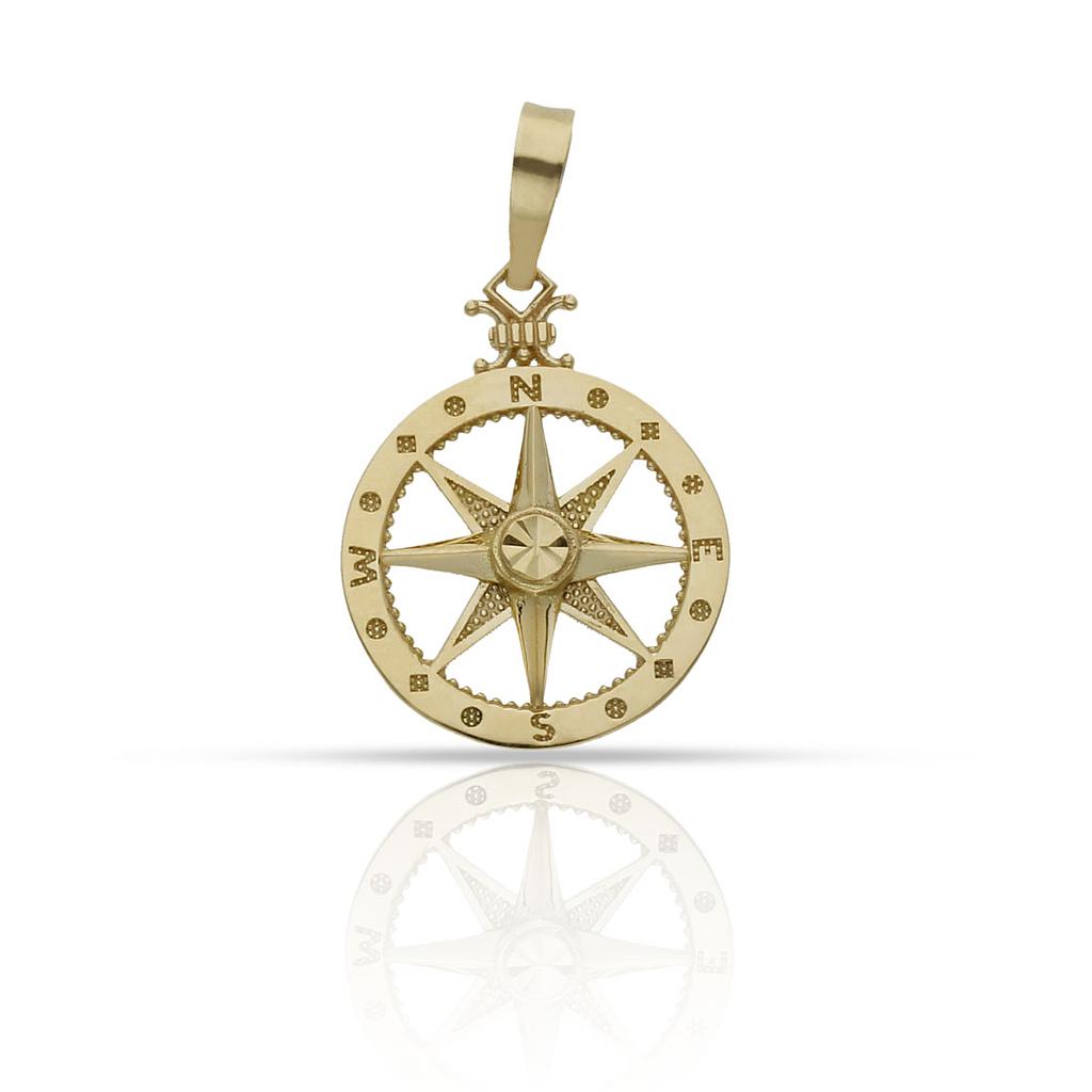 COLGANTE ORO 18KL ROSA DE LOS VIENTOS - 14MM