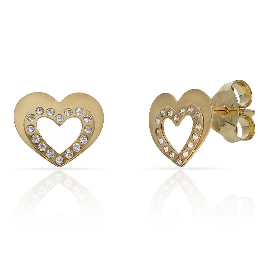 PENDIENTES ORO 18KL CORAZON CIRCONITAS - 7.50x6.50MM