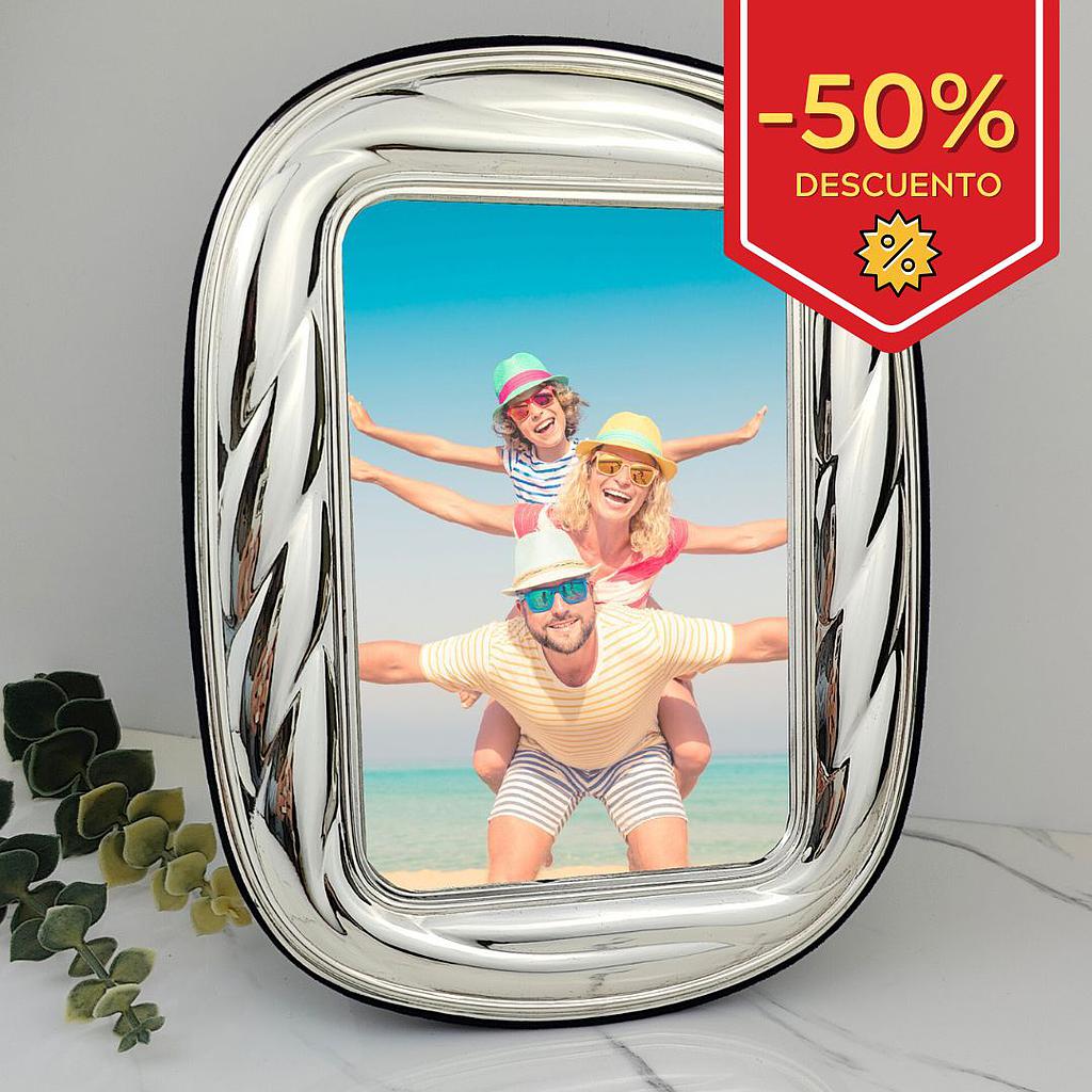 MARCO EN PLATA 9x13 - TERMINACION EN TERCIOPELO AZUL