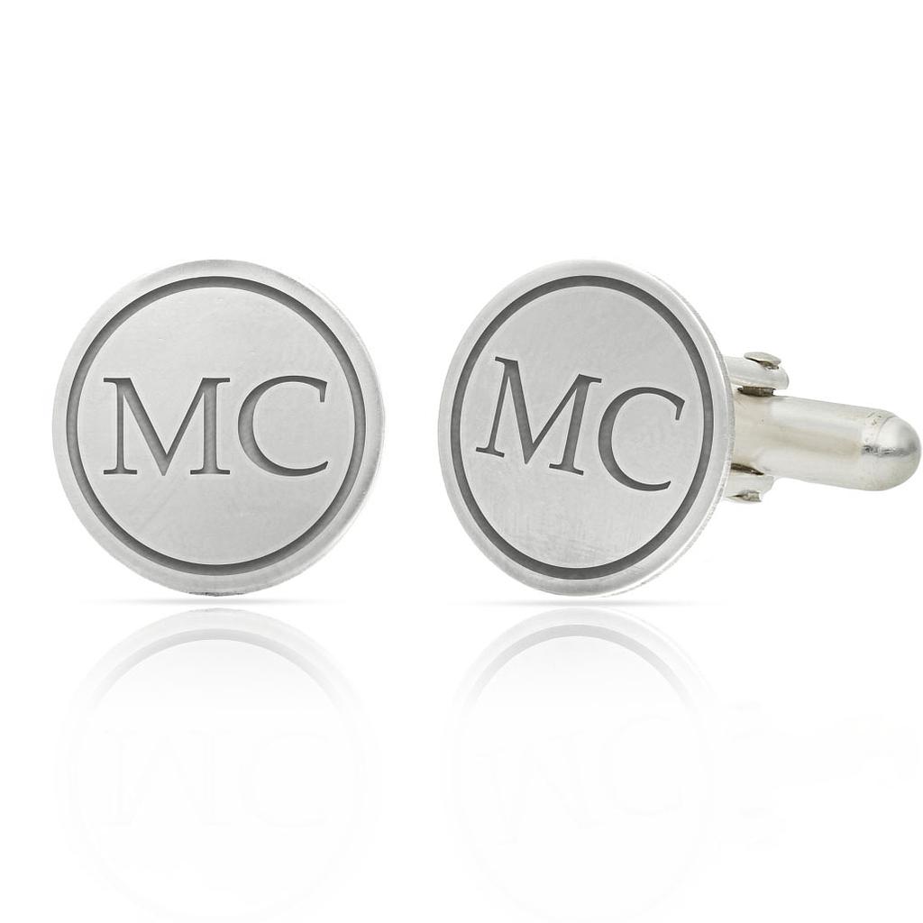 GEMELOS REDONDOS PLATA 925MM INICIALES