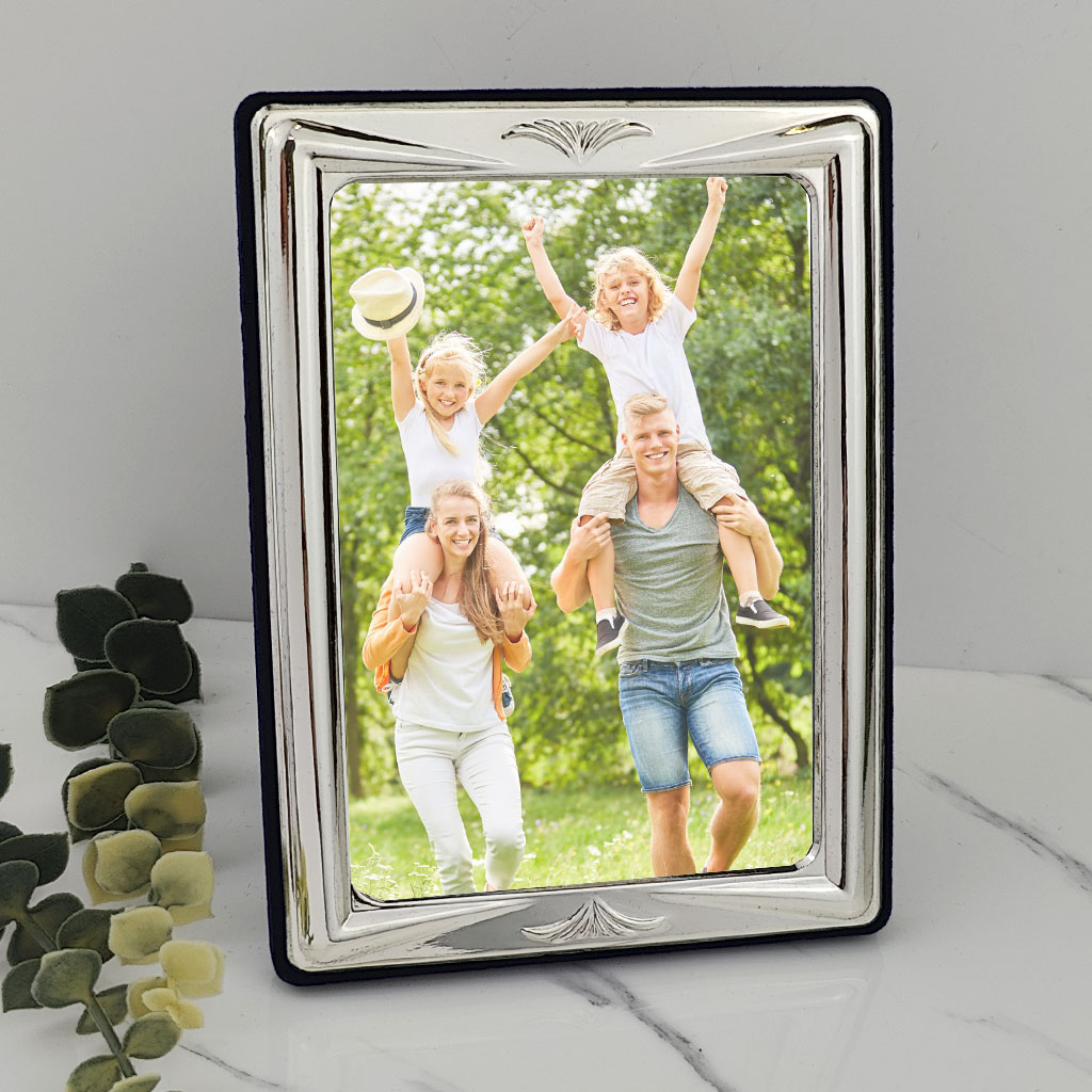 MARCO EN PLATA 9X13 - TERMINACION EN TERCIOPELO AZUL