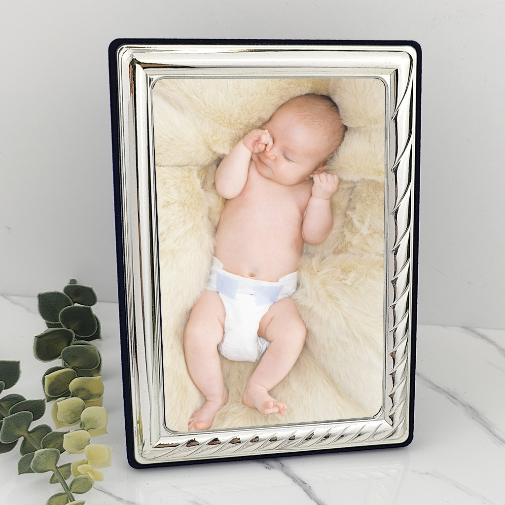 MARCO EN PLATA 10X15 - TERMINACION EN TERCIOPELO AZUL