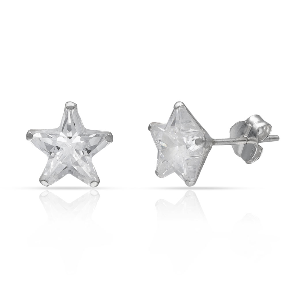 PENDIENTES PLATA 925MM ESTRELLAS CIRCONITAS - 8MM