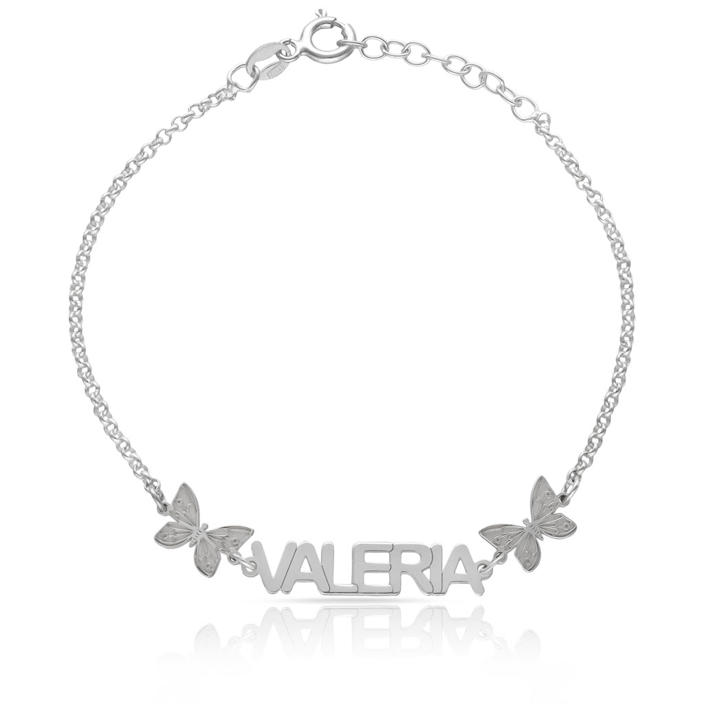 PULSERA PLATA 925MM NOMBRE + MARIPOSAS