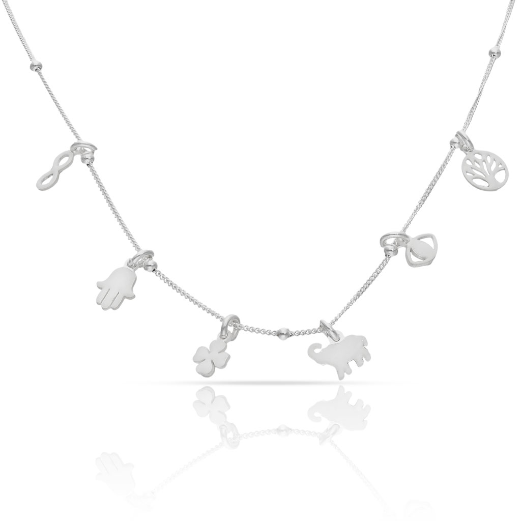 GARGANTILLA PLATA 925MM MINI CHARMS AMULETOS ESMALTADOS