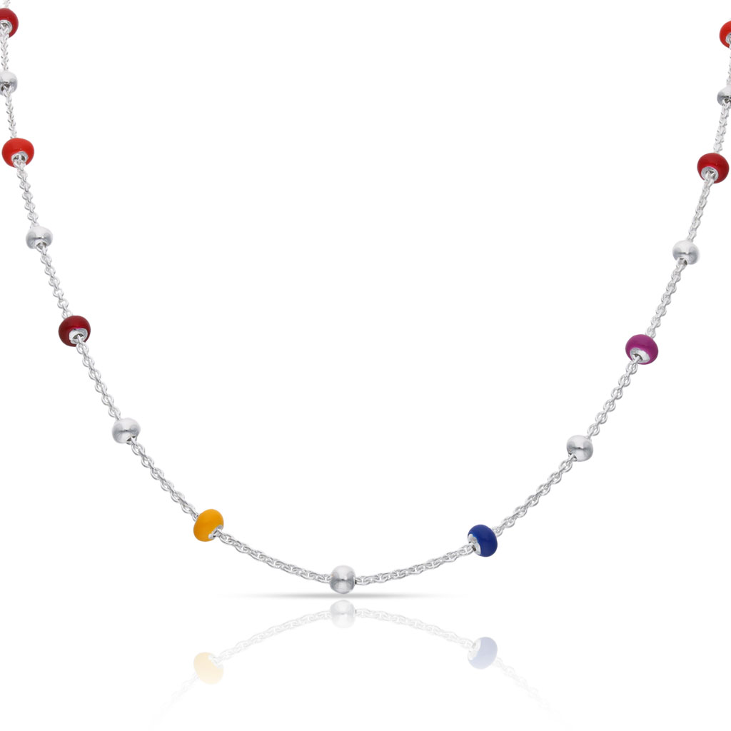 GARGANTILLA PLATA 925MM BOLAS ESMALTADAS