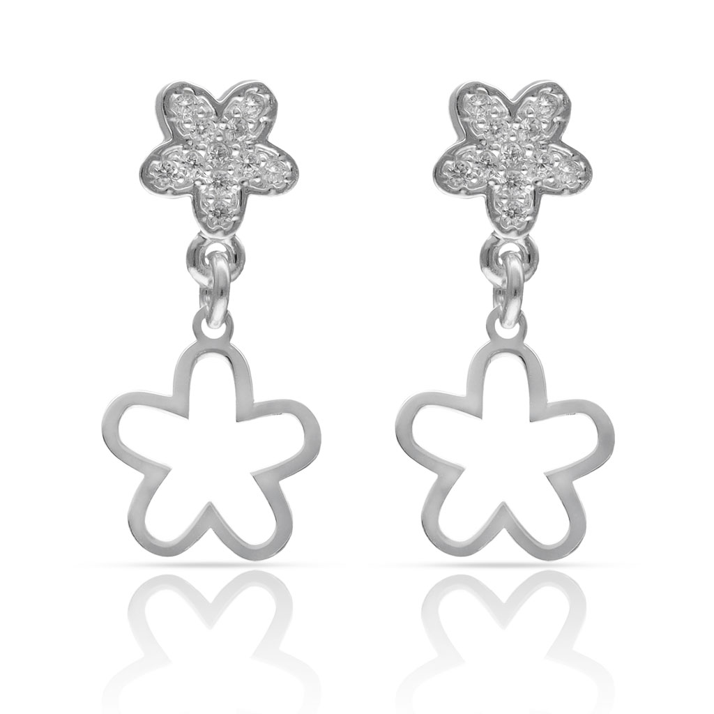 PENDIENTES PLATA 925MM FLORES CIRCONITAS