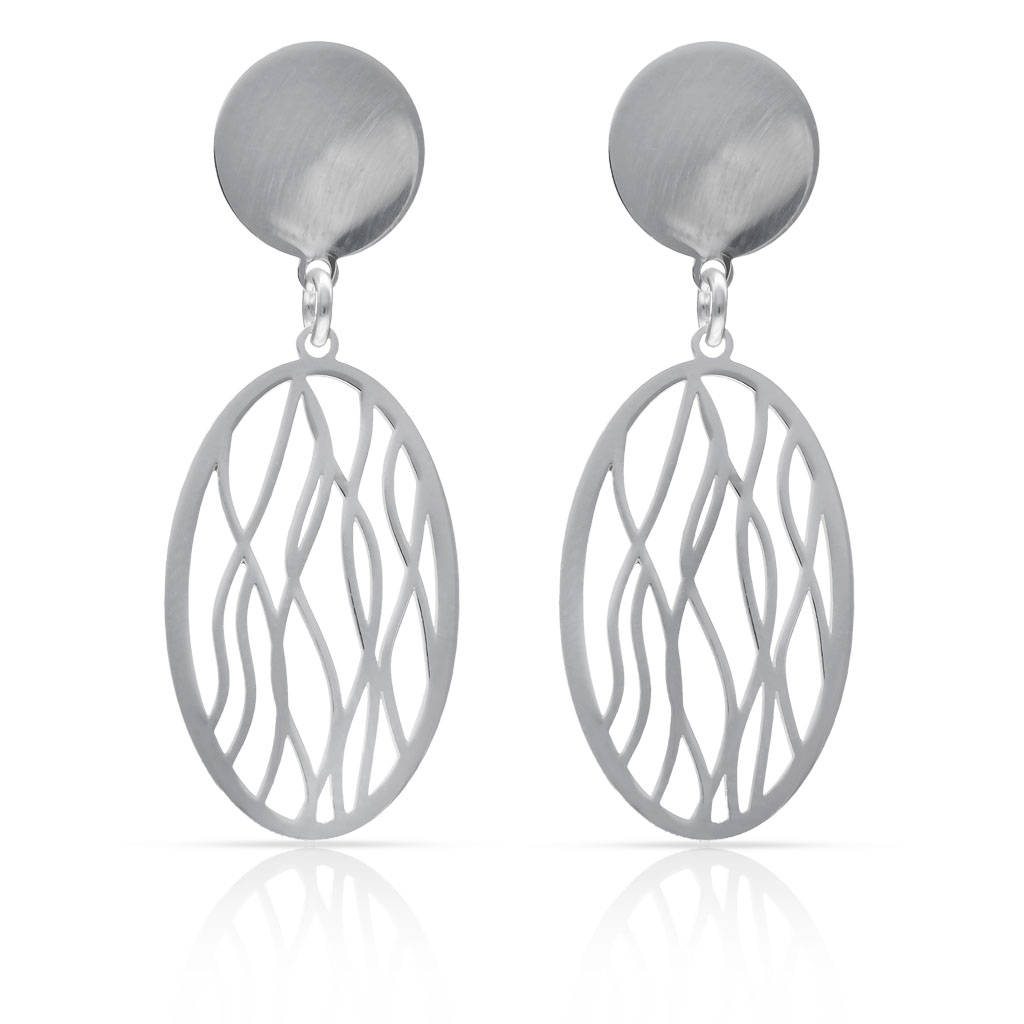 PENDIENTES PLATA 925MM OVAL CALADOS