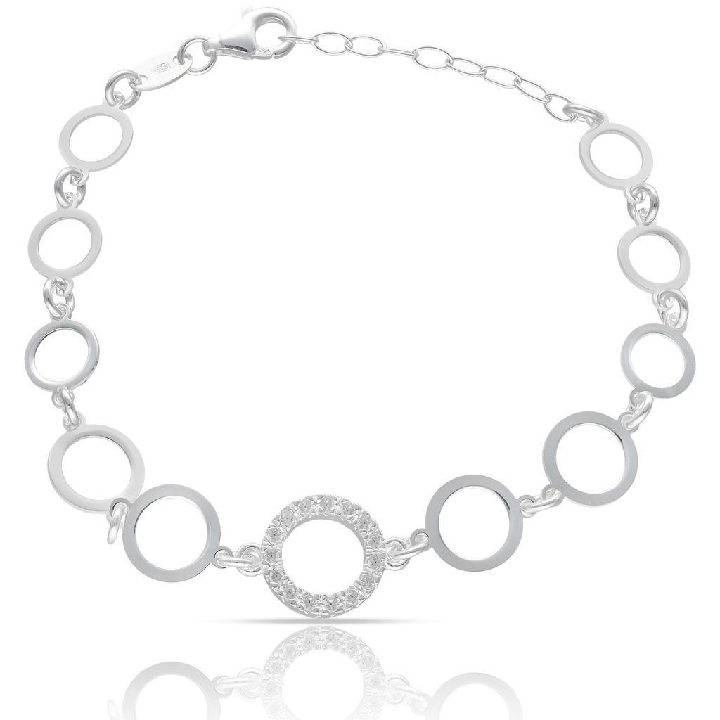 PULSERA PLATA 925MM CIRCULOS + CIRCONITAS