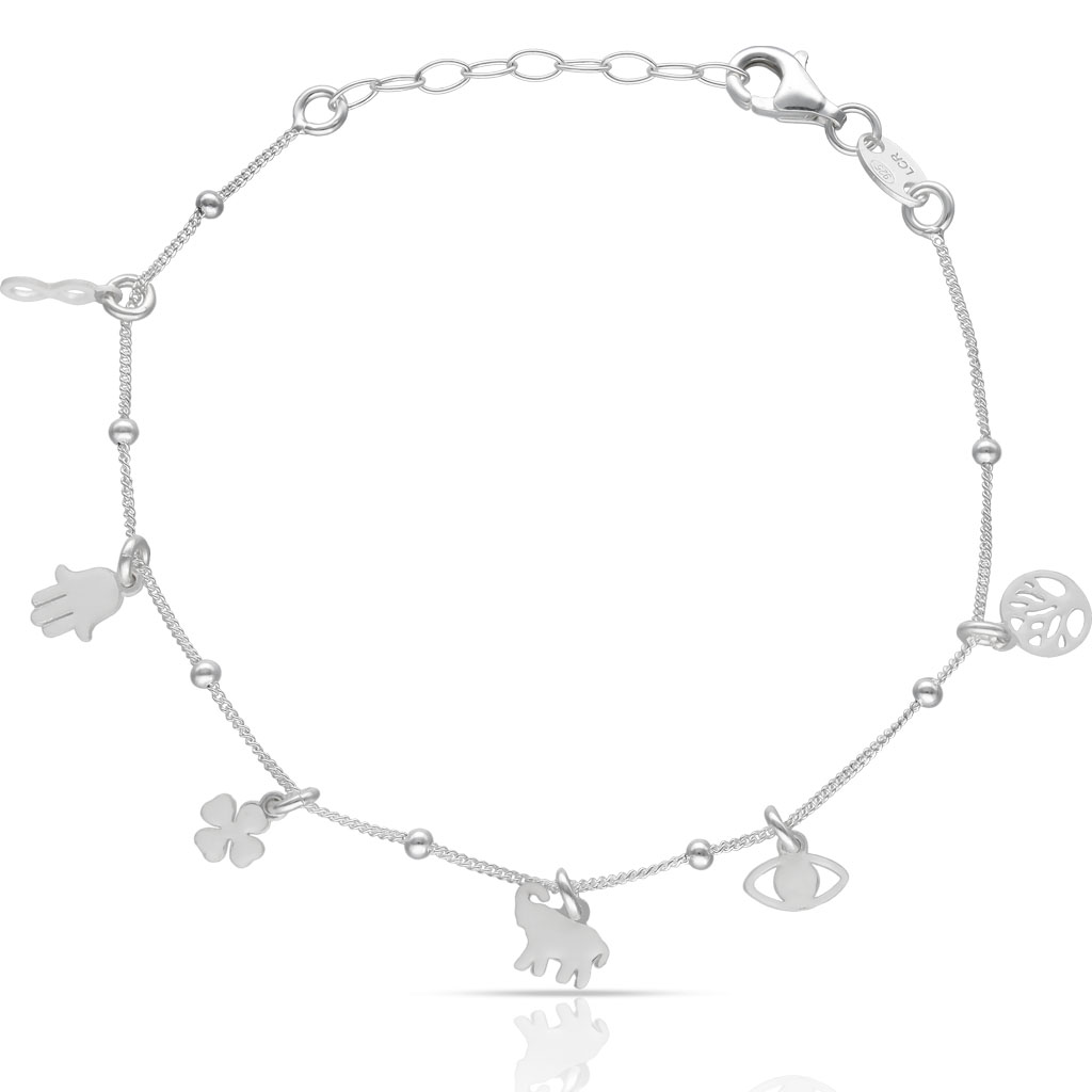 PULSERA PLATA 925MM MINI CHARMS AMULETOS ESMALTADOS