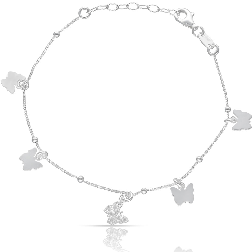 PULSERA PLATA 925MM MINI CHARMS MARIPOSAS