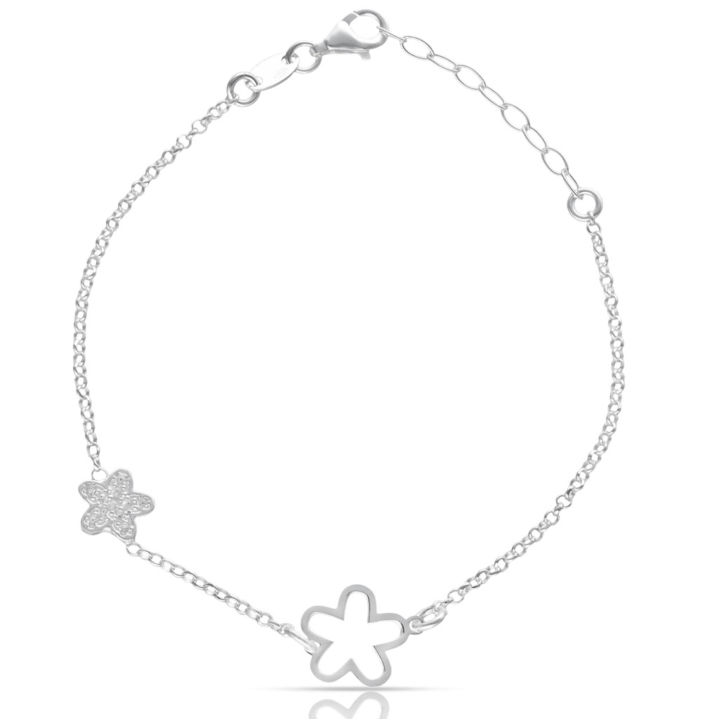 PULSERA PLATA 925MM FLORES