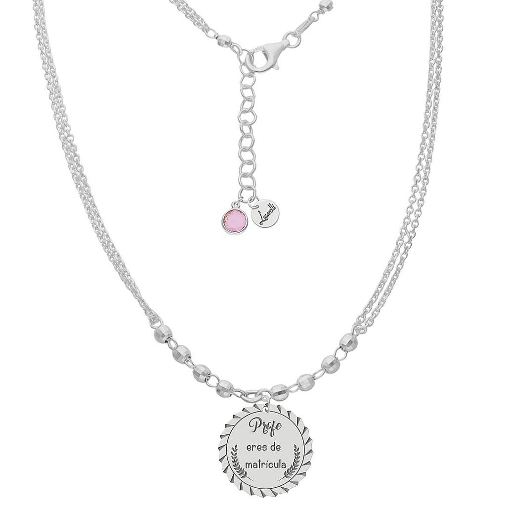 GARGANTILLA MI HISTORIA PLATA 925MM - PROFE ERES DE MATRICULA