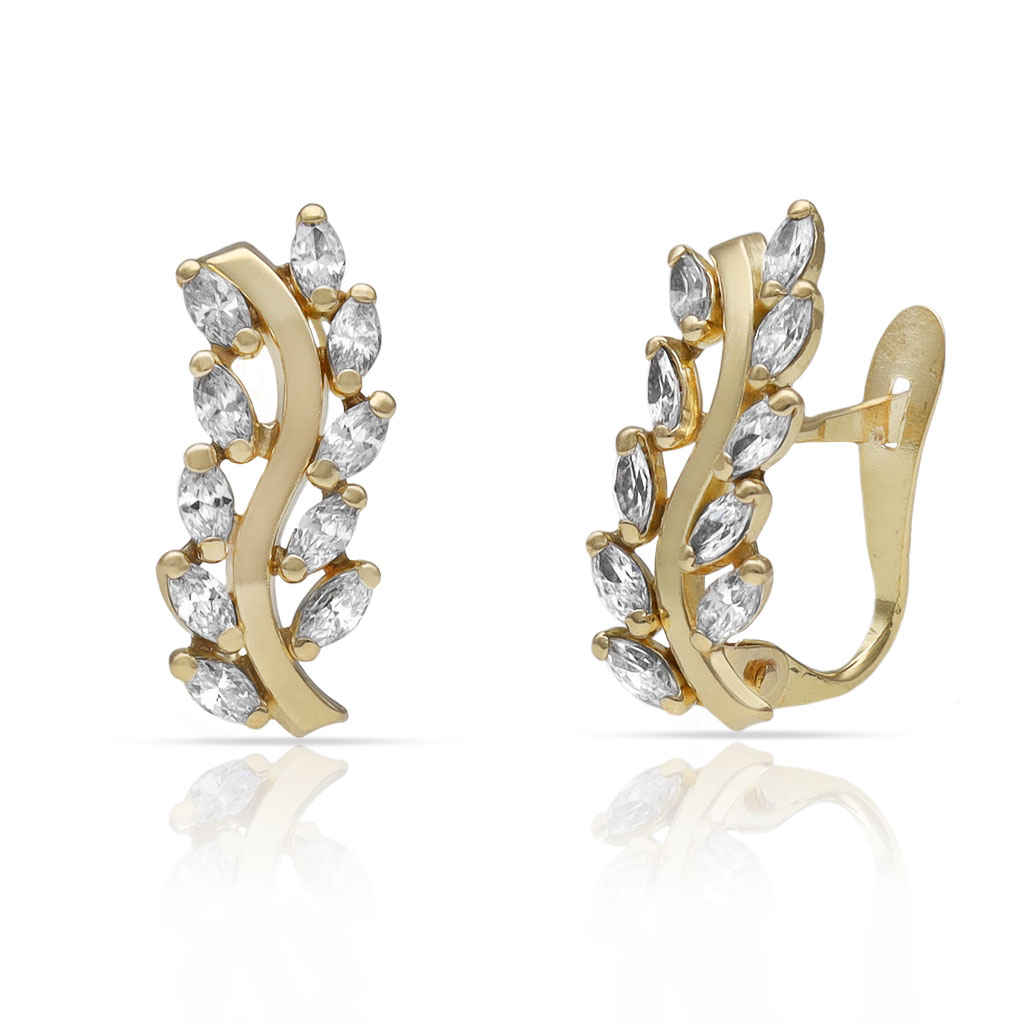 PENDIENTES ORO 18KL ESPIGAS CIRCONITAS