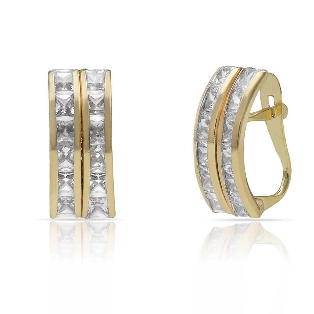 PENDIENTES ORO 18KL DOBLE BARRA CIRCONITAS