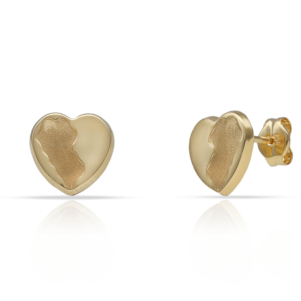 PENDIENTES ORO 18KL CORAZON BRILLO + MATE