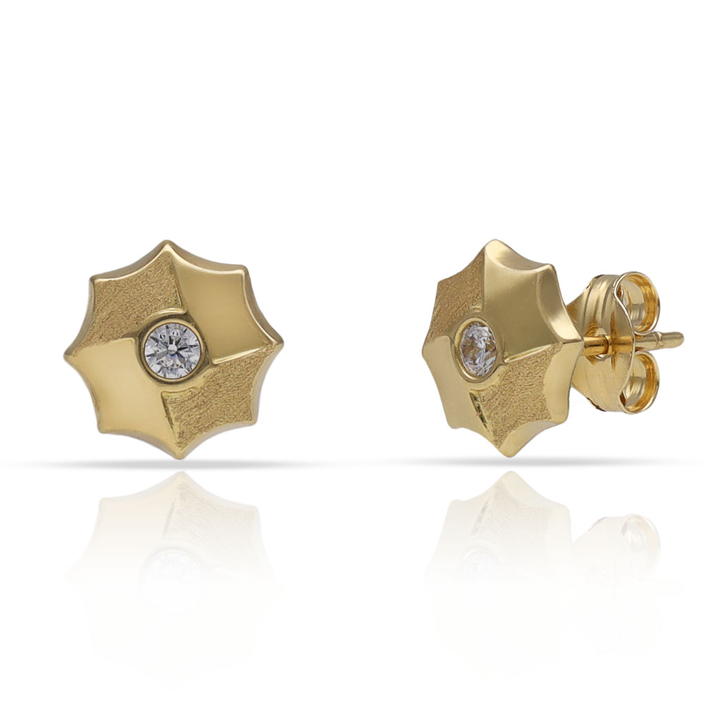 PENDIENTES ORO 18KL OCTOGONO CIRCONITAS - 8MM