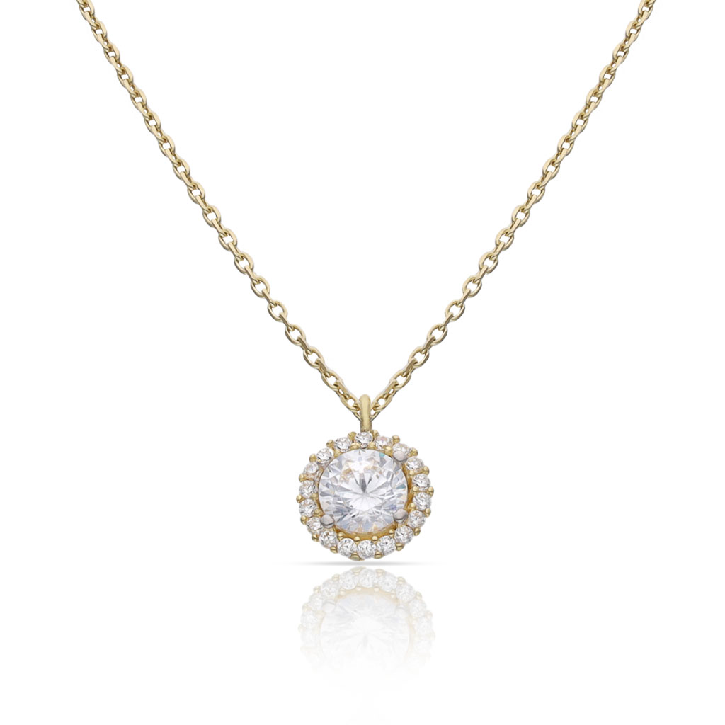 GARGANTILLA ORO 18KL CERCO CIRCONITAS + PIEDRA CIRCONITA - 7MM