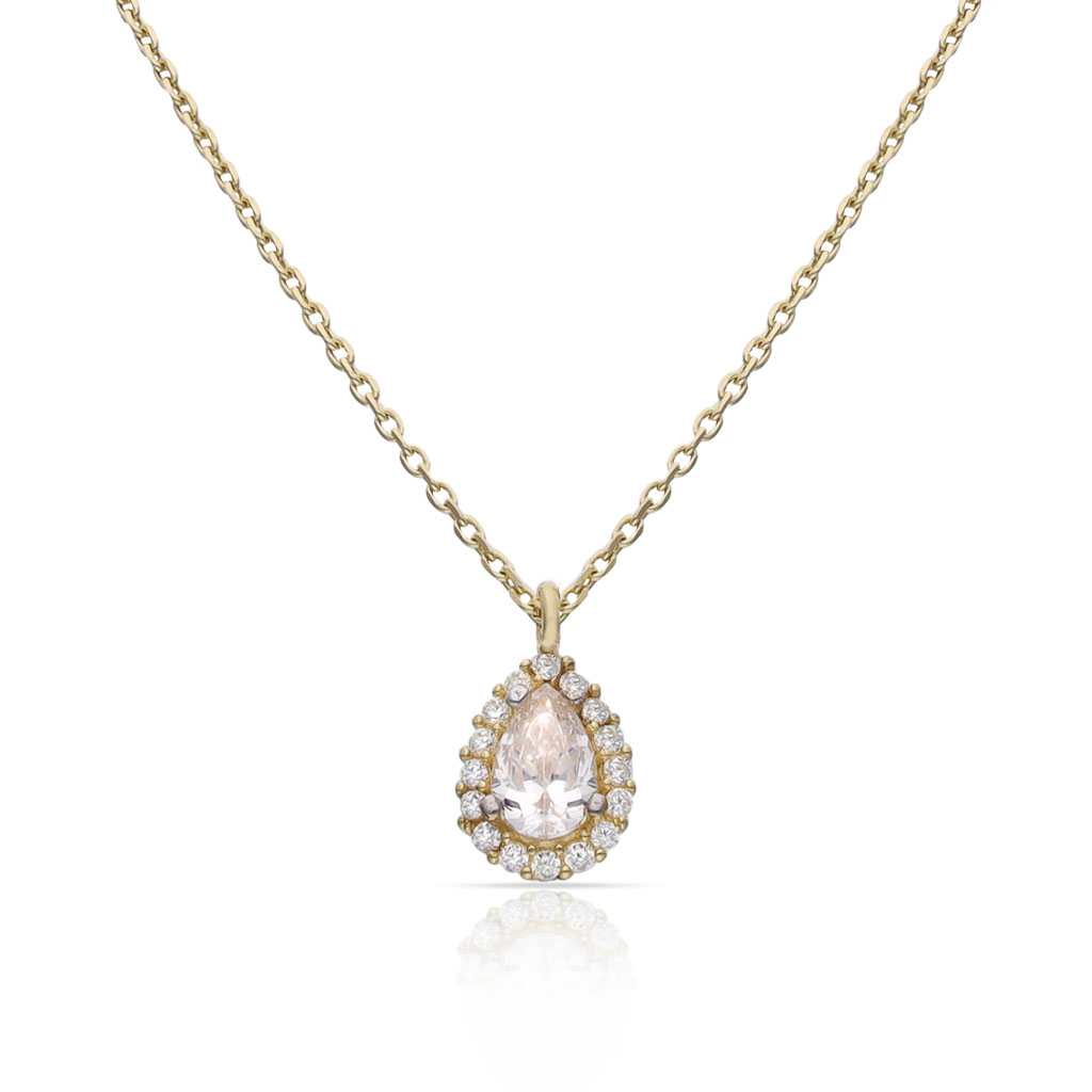 GARGANTILLA ORO 18KL LAGRIMA PIEDRA CIRCONITA - 6x9MM