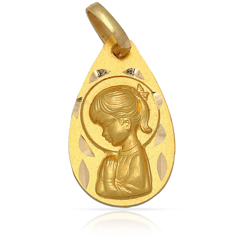 MEDALLA PLATA CHAPADA EN ORO VIRGEN NIÑA - 13x22MM
