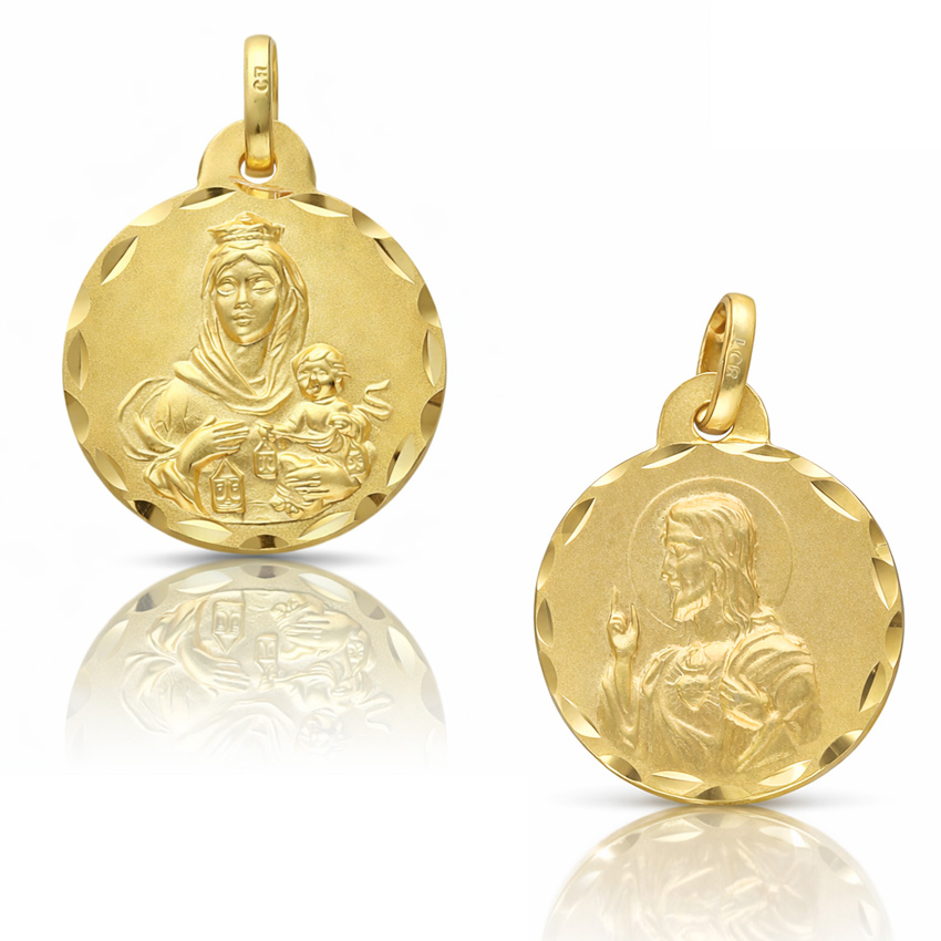 MEDALLA PLATA CHAPADA EN ORO ESCAPULARIO - 18MM