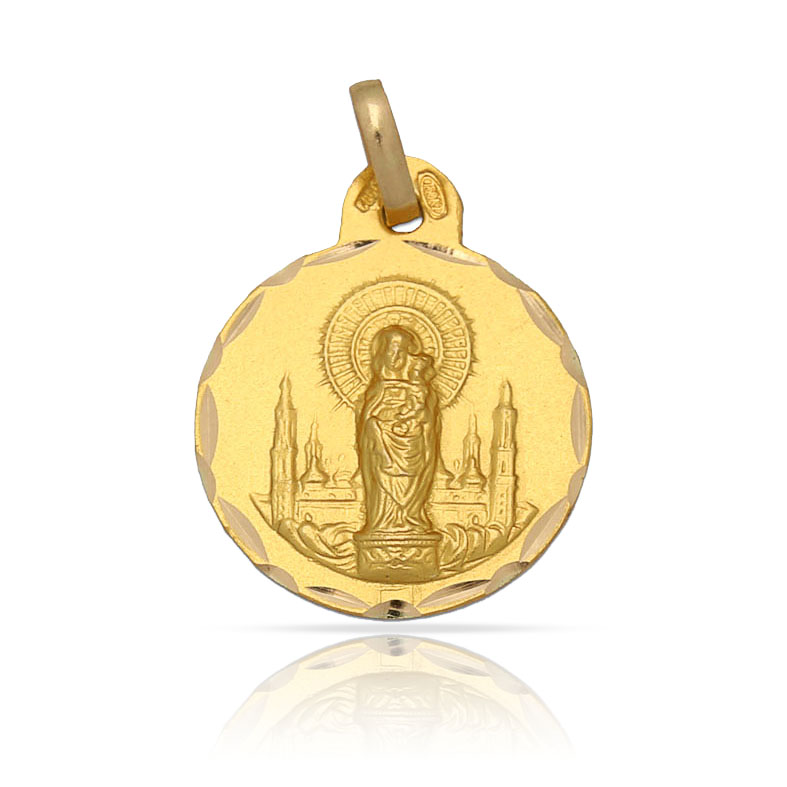 MEDALLA PLATA CHAPADA EN ORO V. DEL PILAR - 17MM